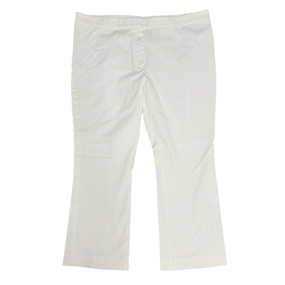 Theory Women's Cropped Kickback Pants White Twill Bi-Stretch Casual Size 18
